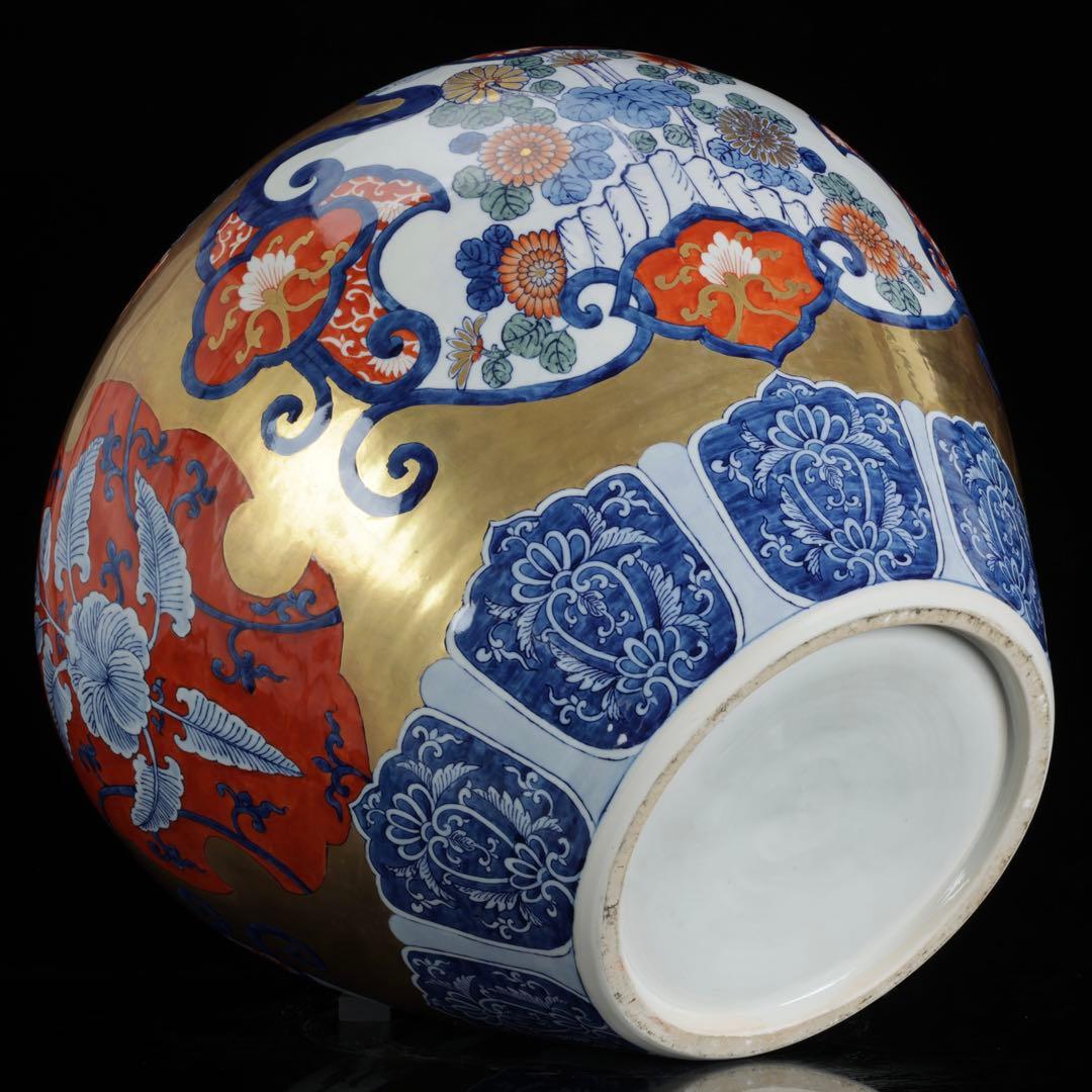 有田焼 染錦花鳥図 八角胴張蓋付大壷 飾壺 豪華絢爛 高57cm 古美術 骨董品