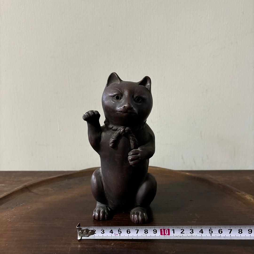古備前招き猫　幕末〜明治時代　古道具　アンティーク　骨董 眠り猫　福助　李朝
