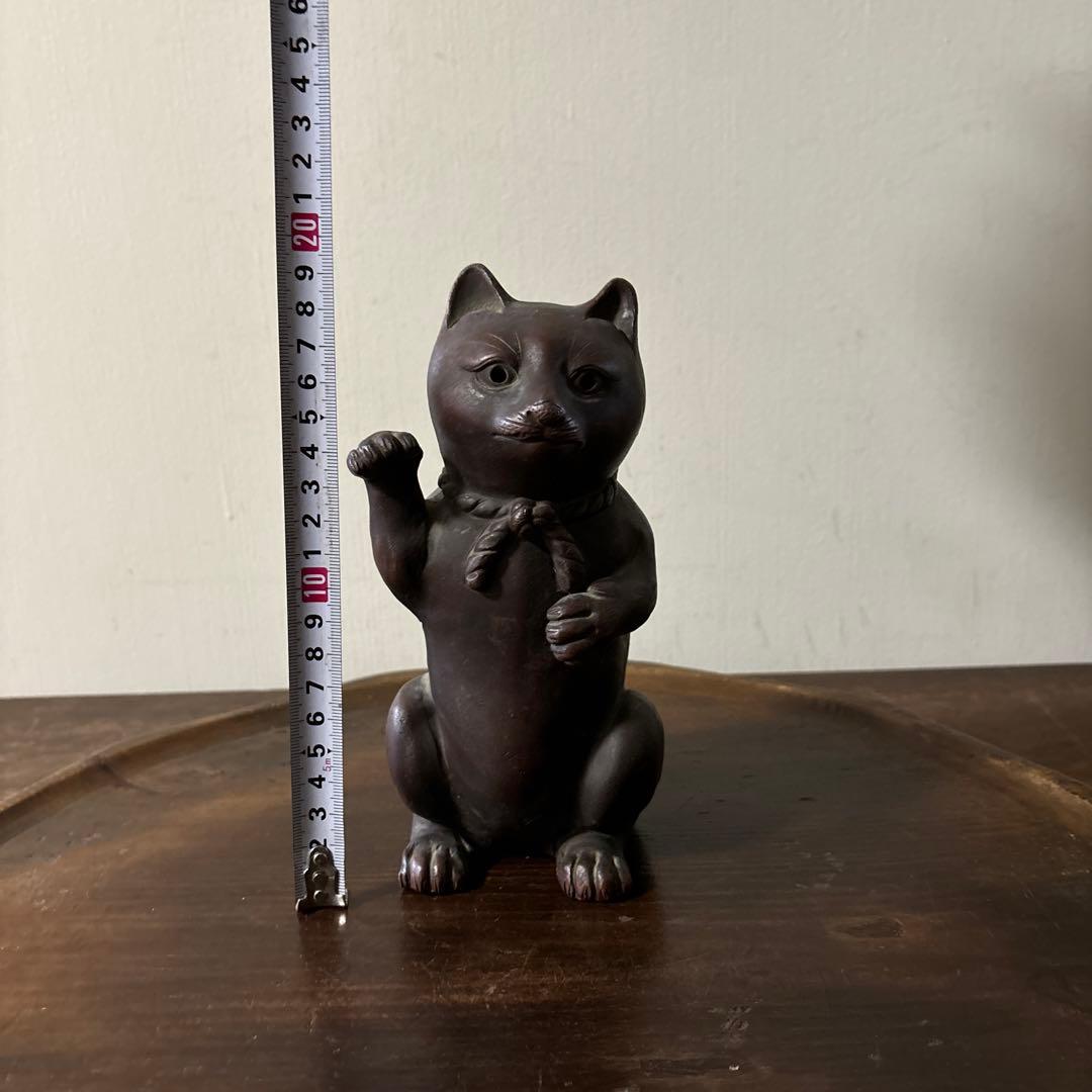 古備前招き猫　幕末〜明治時代　古道具　アンティーク　骨董 眠り猫　福助　李朝