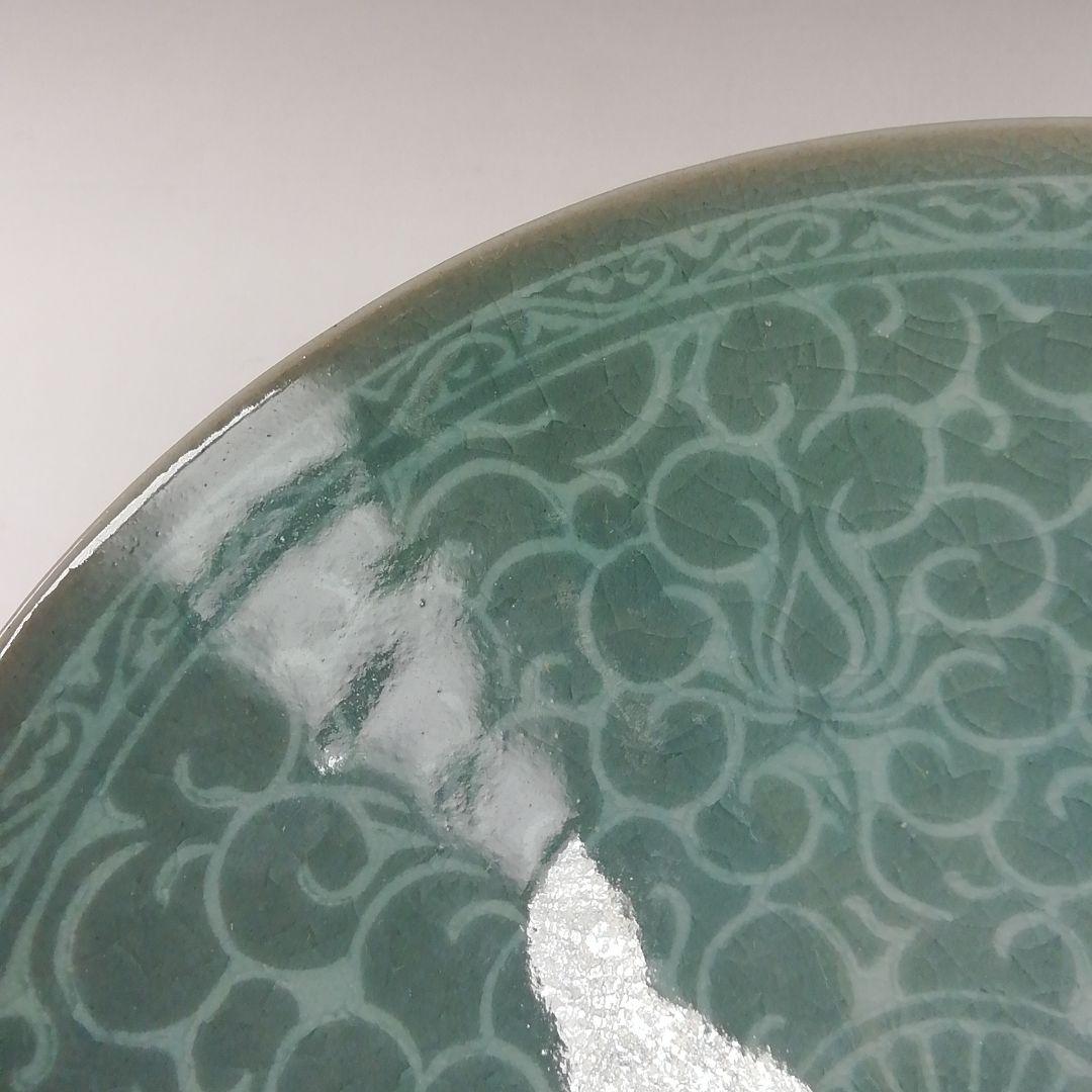 Ｔ２４９　茶碗　『高麗青磁茶碗』『沙音窯　松月　金鍾浩 作』共箱　抹茶碗　茶道具
