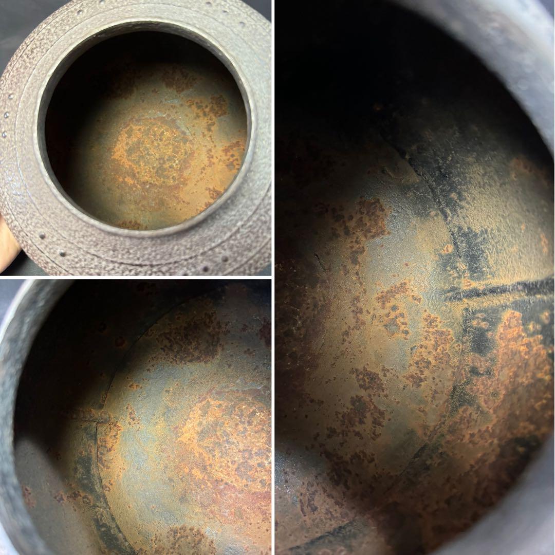 E587 送料無料　風炉釜　風炉　茶釜　五徳　前瓦　茶道具　茶室　茶道　釜鐶