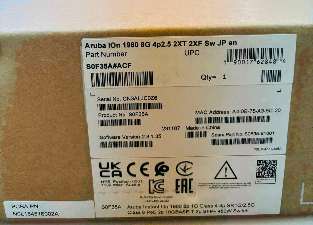 ルーター・ネットワーク機器 HPE Networking Instant On 1960 8G 4p2.5