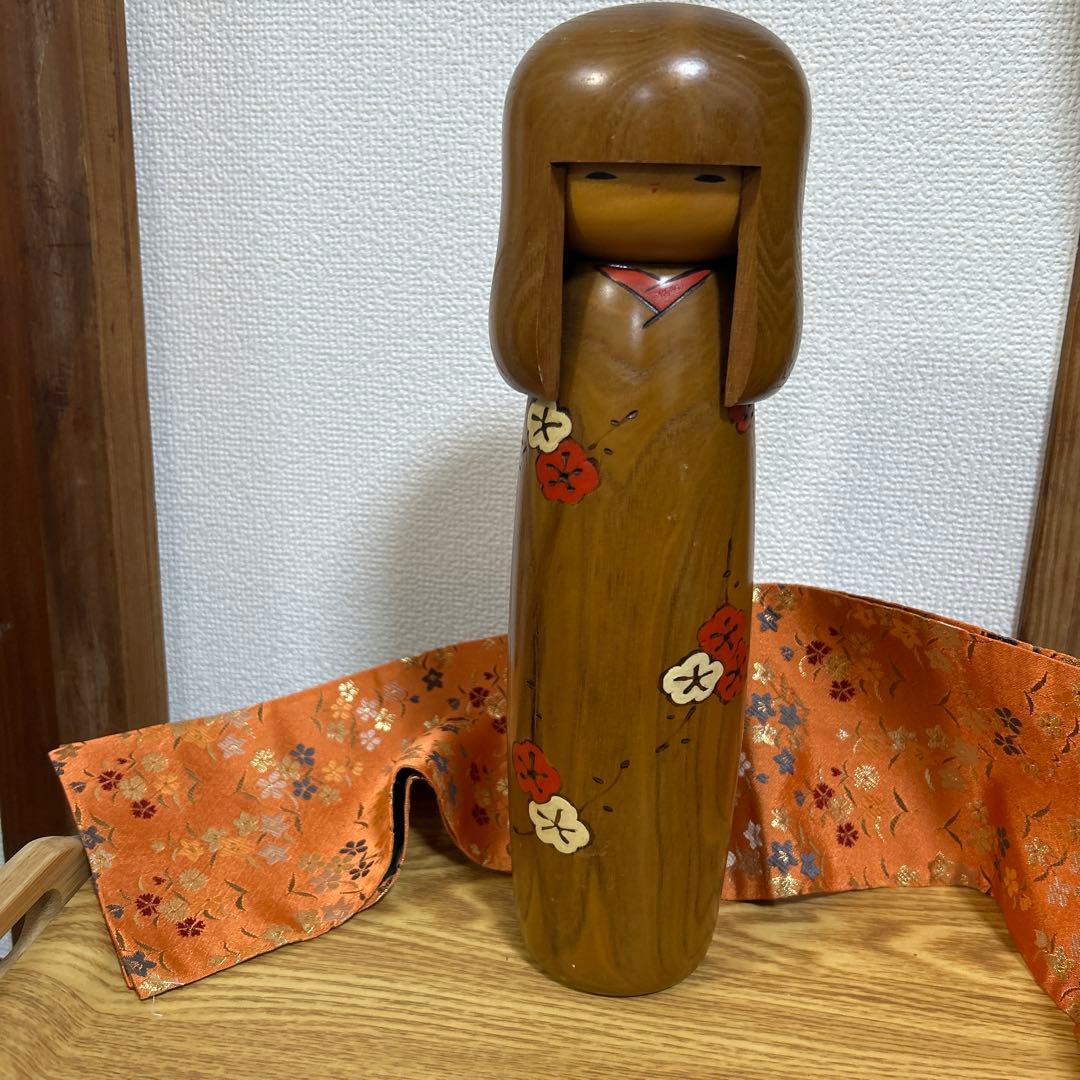 大型 卯三郎こけし 梅柄 約30cm Japanese Kokeshi Doll