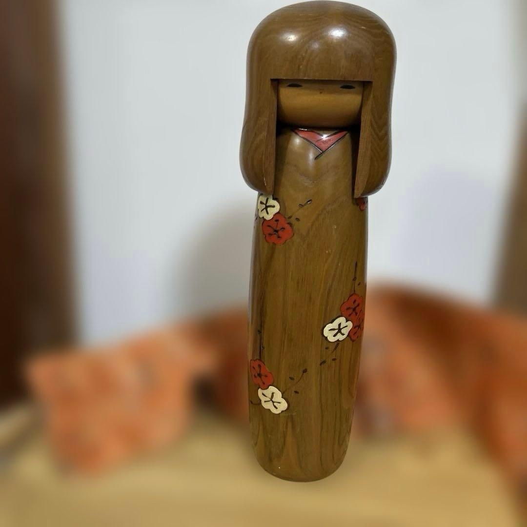 大型 卯三郎こけし 梅柄 約30cm Japanese Kokeshi Doll