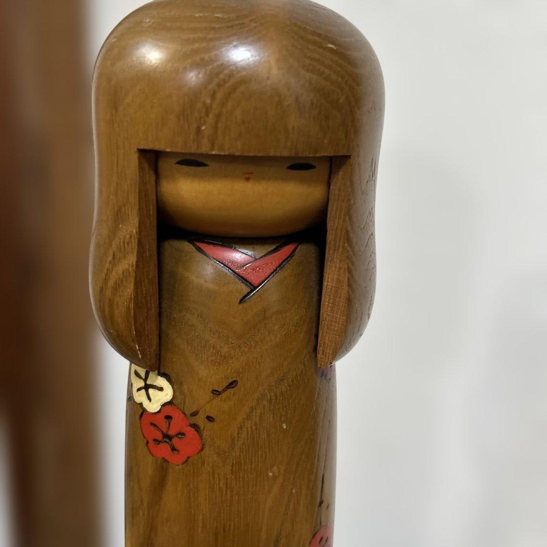 大型 卯三郎こけし 梅柄 約30cm Japanese Kokeshi Doll