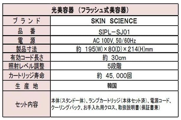 スキンサイエンスSIPL-SJ01 フラッシュ式脱毛器 家庭用脱毛器