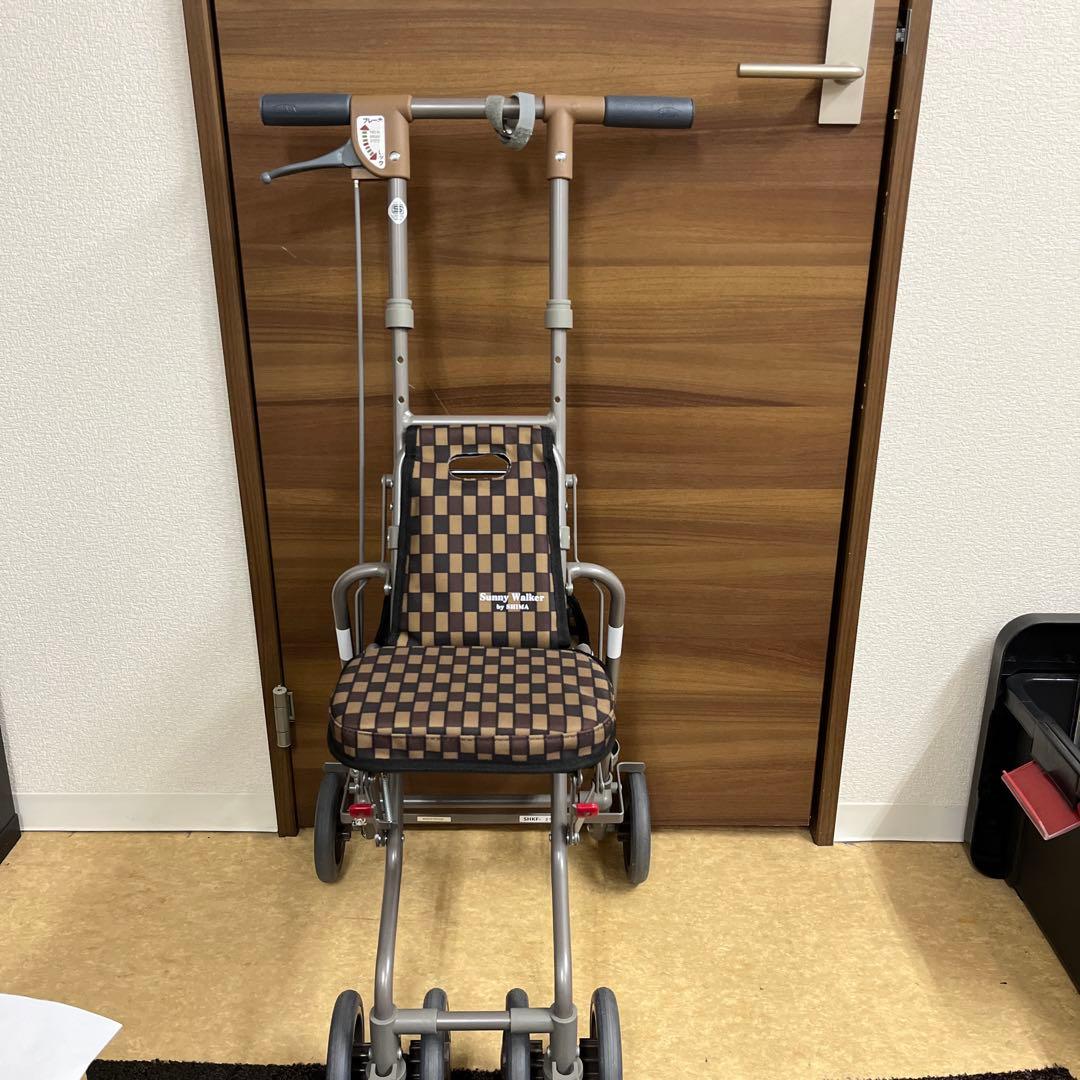 サニーウォーカー AW-Ⅲ ブラウン　シルバーカート 手押し車　美品