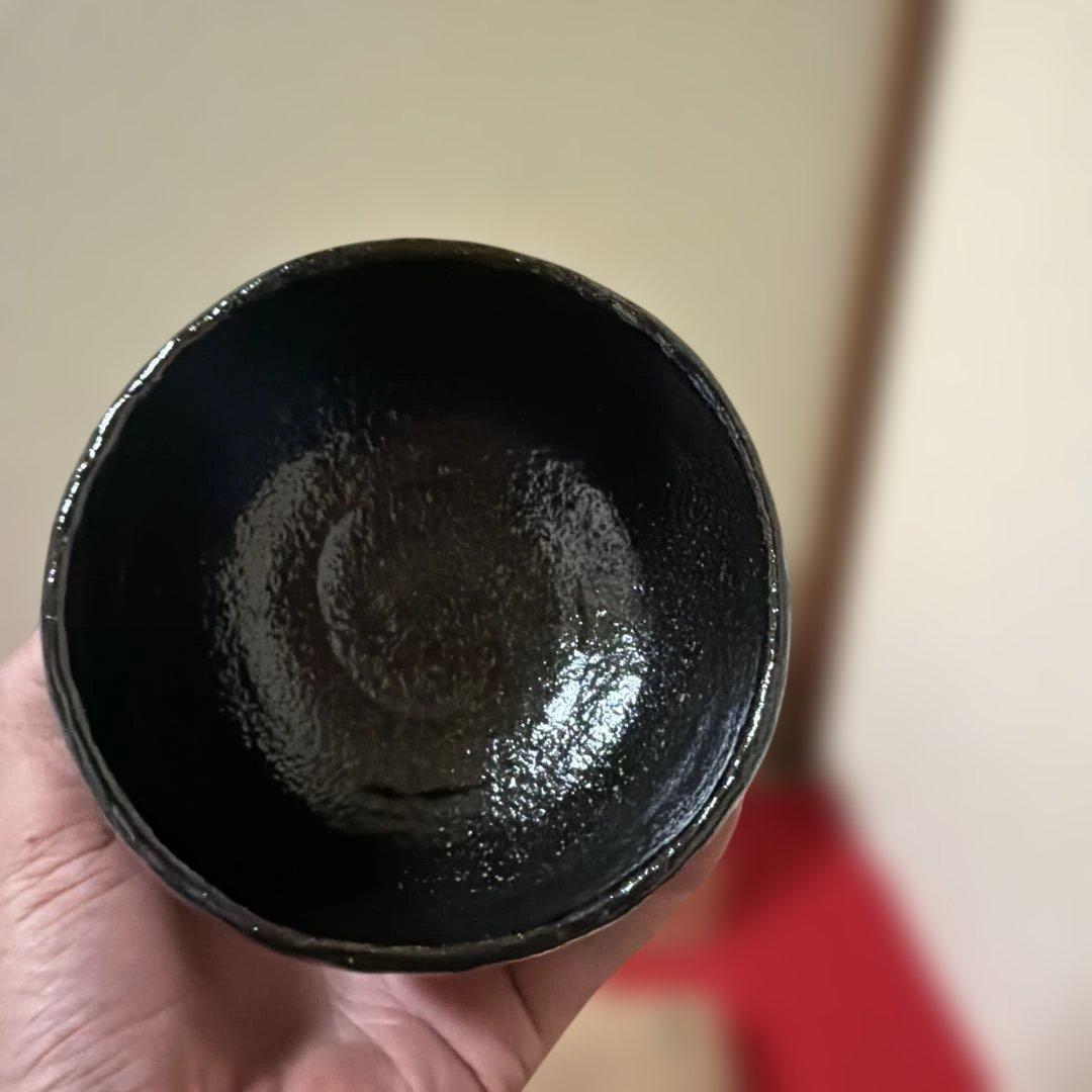 茶道具　黒茶碗　玉杯　荻焼花瓶　元窯徳利　四点　供箱