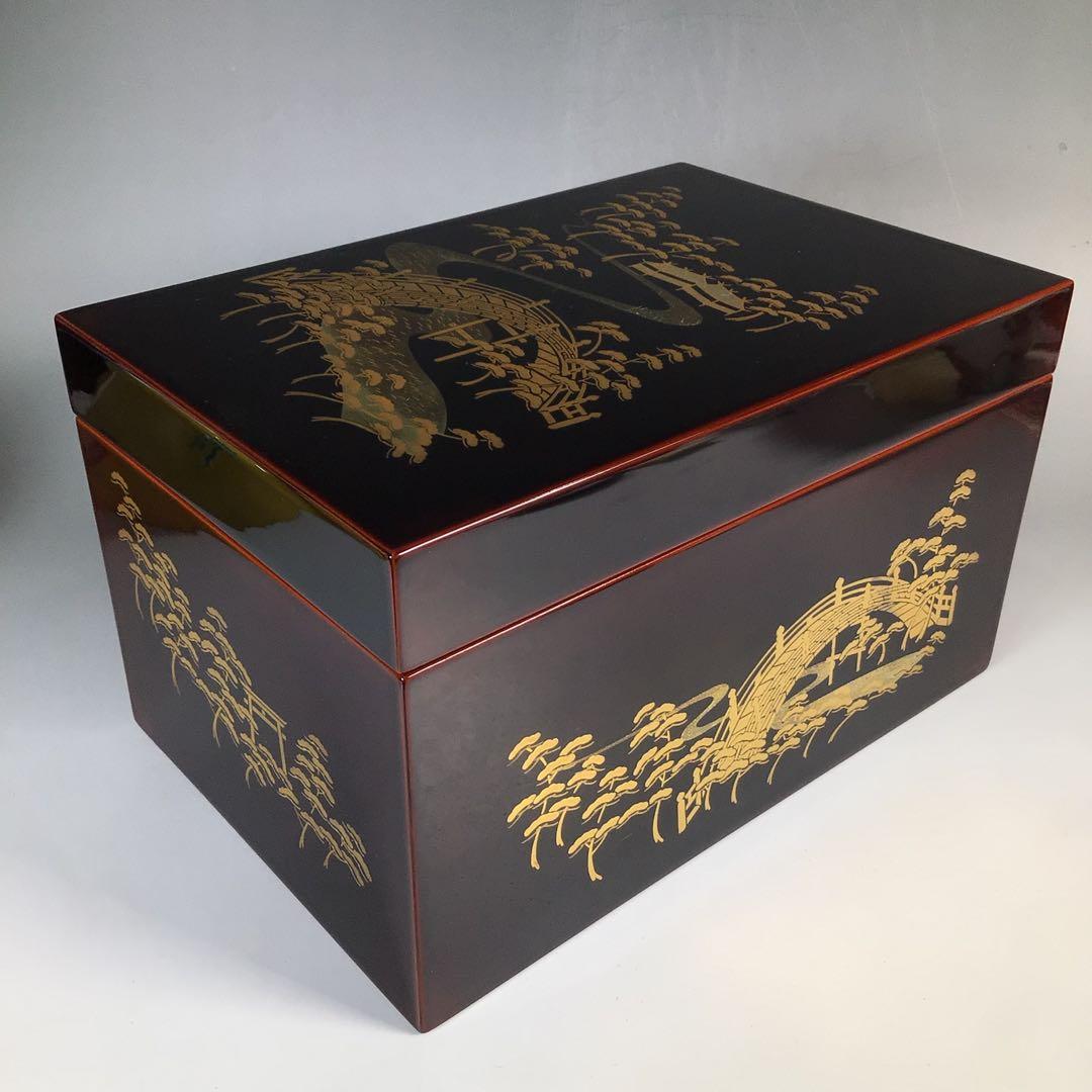 Ｎ８７２　茶箱　『溜塗』『松橋蒔絵』『黄交趾茶器三点揃』　紙箱　茶道具