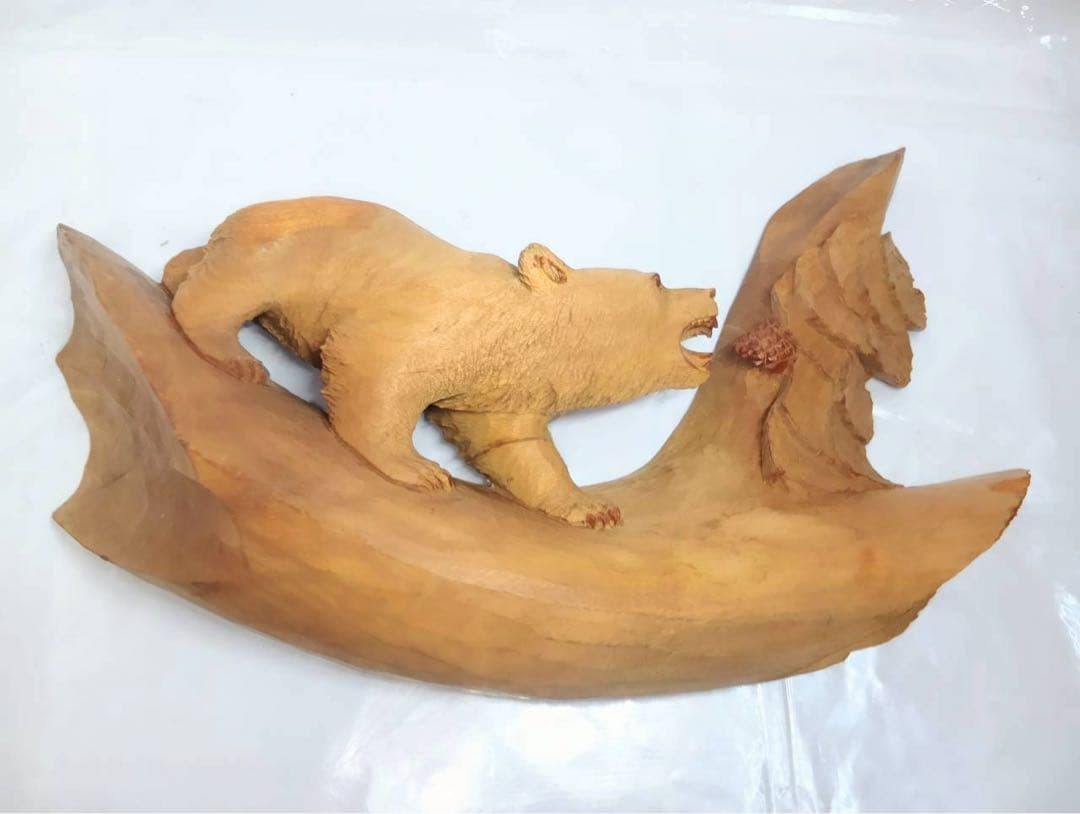 木彫り　熊　置物　インテリア　壁飾り　北海道　工芸品