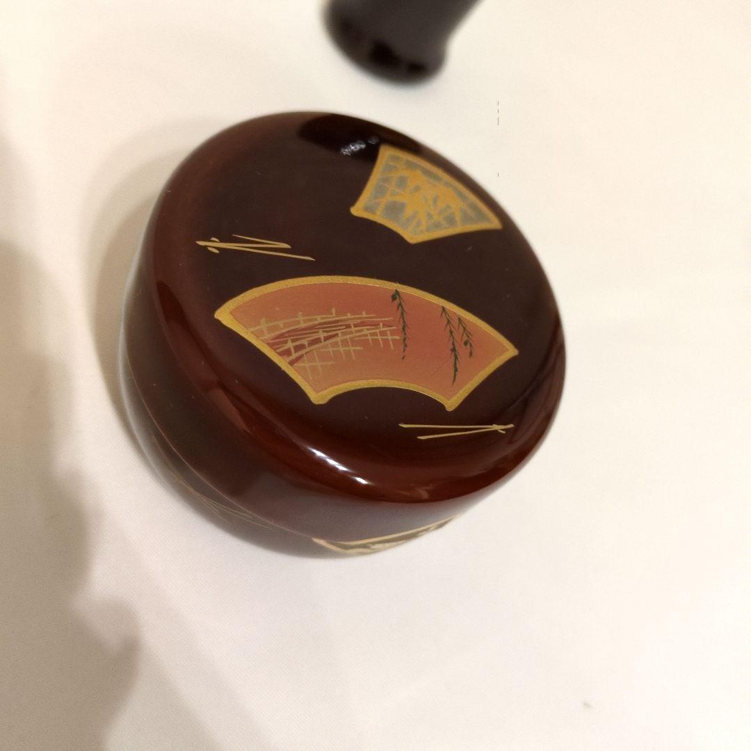 茶道具　茶箱用　蒔絵　扇面　棗・香合・茶筅筒３点セット
