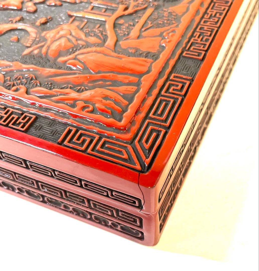 K187 仙台堆朱 硯箱 文庫 漆器