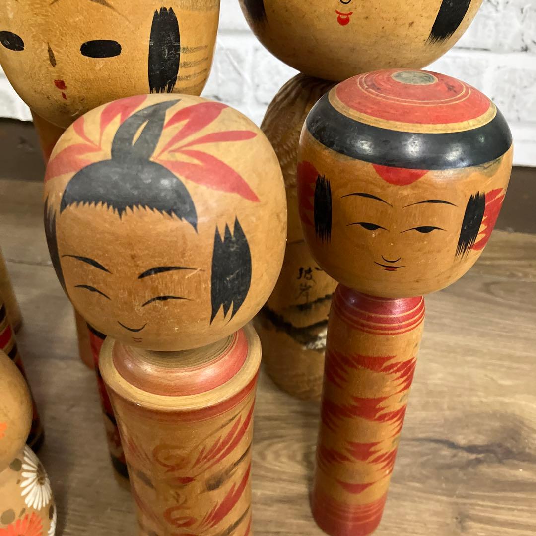 D-3 【11点セット】伝統こけし 昭和レトロ まとめ売り 作家物 銘あり