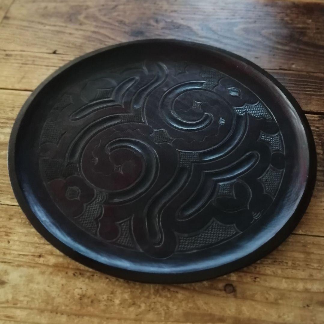 アイヌ　イタ　丸盆　木製　アイヌ文化　伝統工芸
