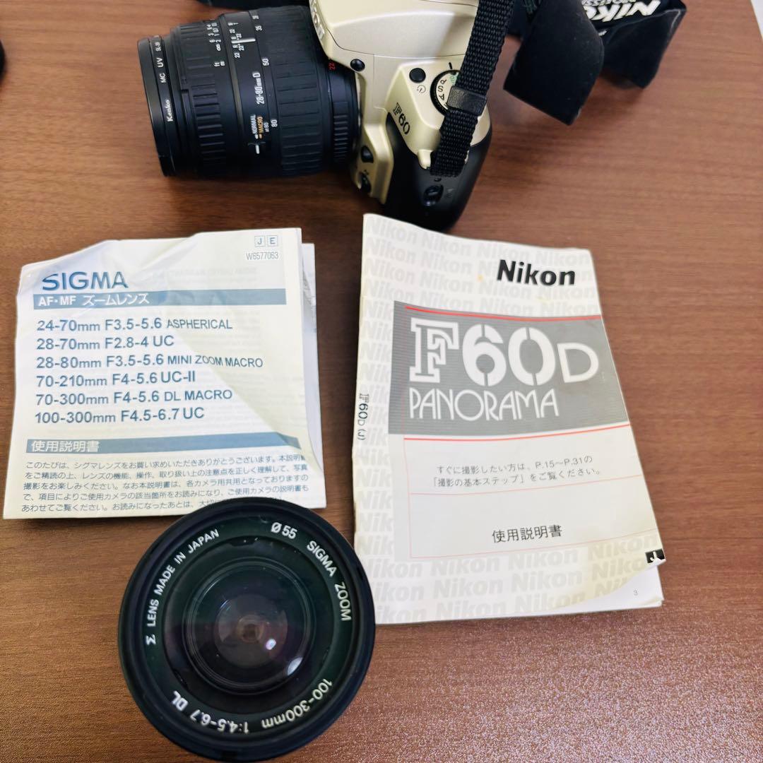 【美品】Nikon F60 フィルム一眼レフカメラ SIGMAレンズ2本セット
