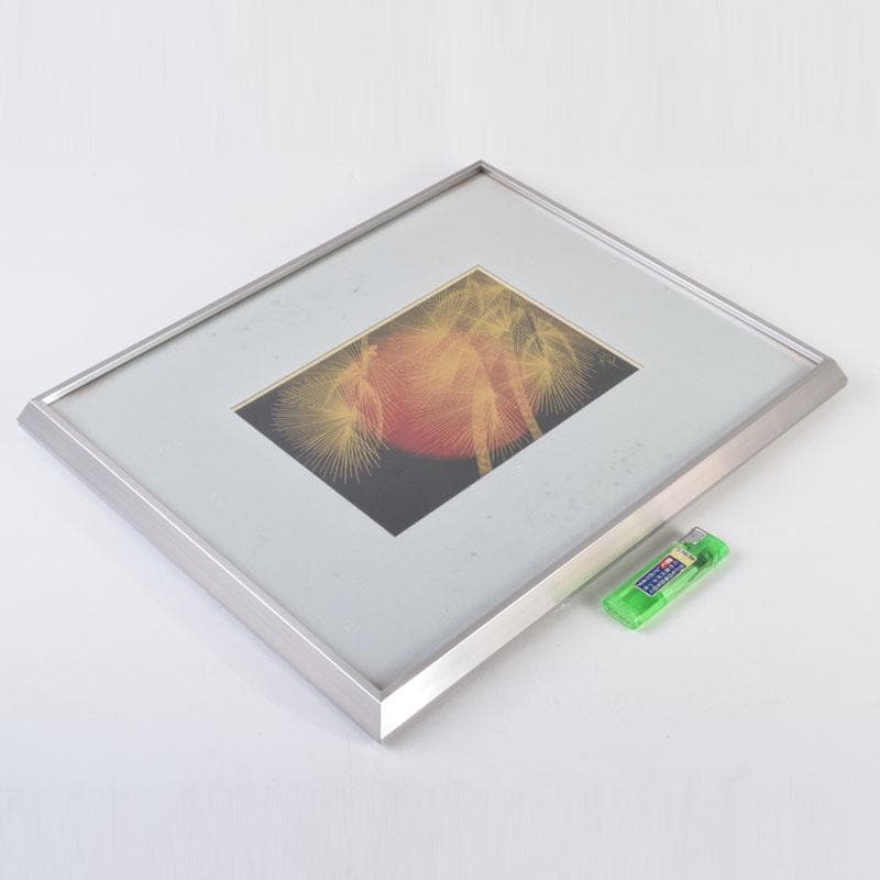 碧海　輪島塗　角野岩次作　沈金蒔絵　「昇陽松」　飾額　共箱　C　8660A
