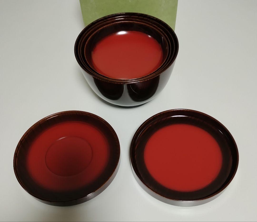 山中漆器　たに屋　木地呂内朱　ぼかし塗　欅ひとりぶん　ミニマリスト　レアもの