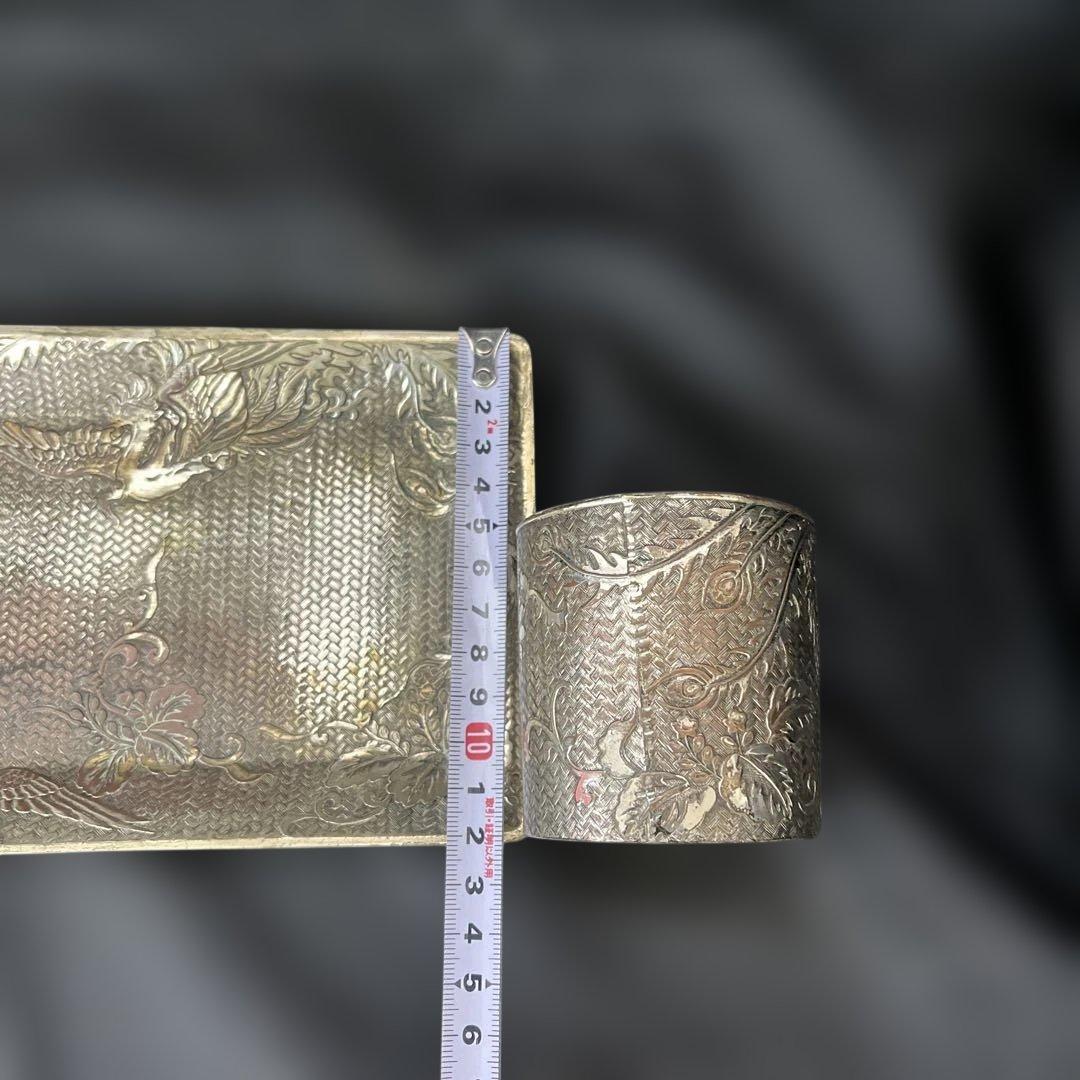 古い金属製　煙草盆 詳細不明　金属工芸　タバコ入れ シガレットケース 昭和レトロ
