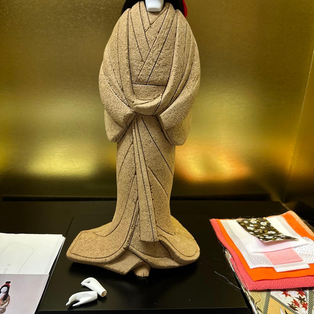 木目込人形 しずか セット、台付き