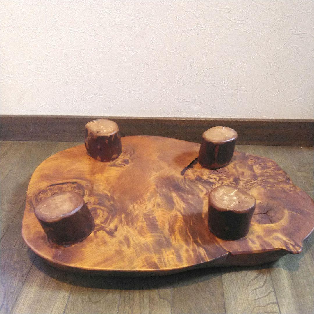 天然木　木製　花台　座卓　一枚板(盆栽、生花、花瓶)飾り台