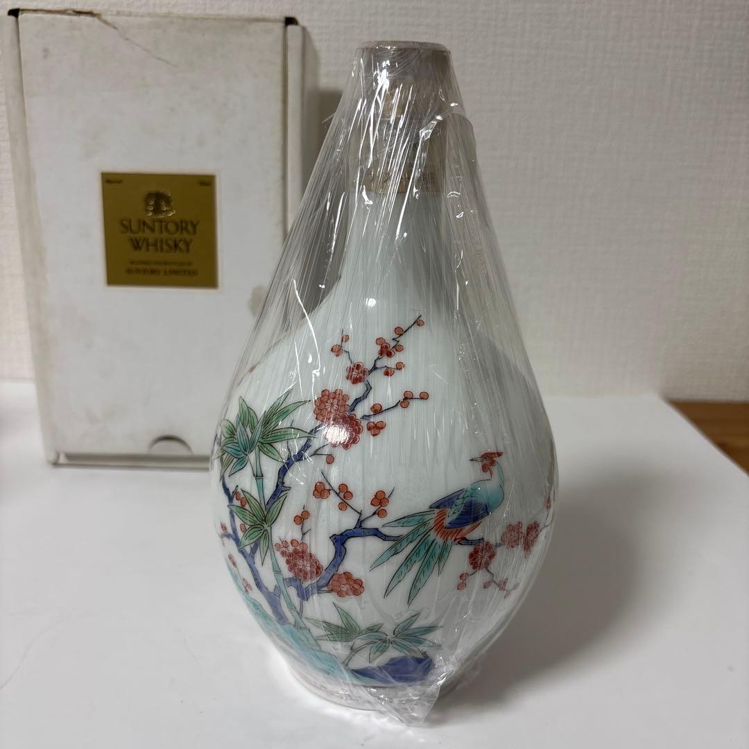 （現状品）サントリーウイスキー エクセレンス 有田焼 錦鶏菊梅竹文　箱付　陶器