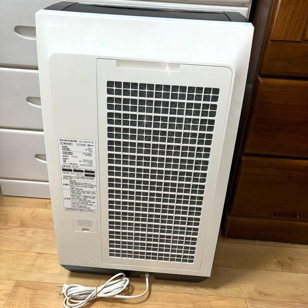 シャープ 除加湿空気清浄機 プラズマクラスター KC-HD70-W 2018年製
