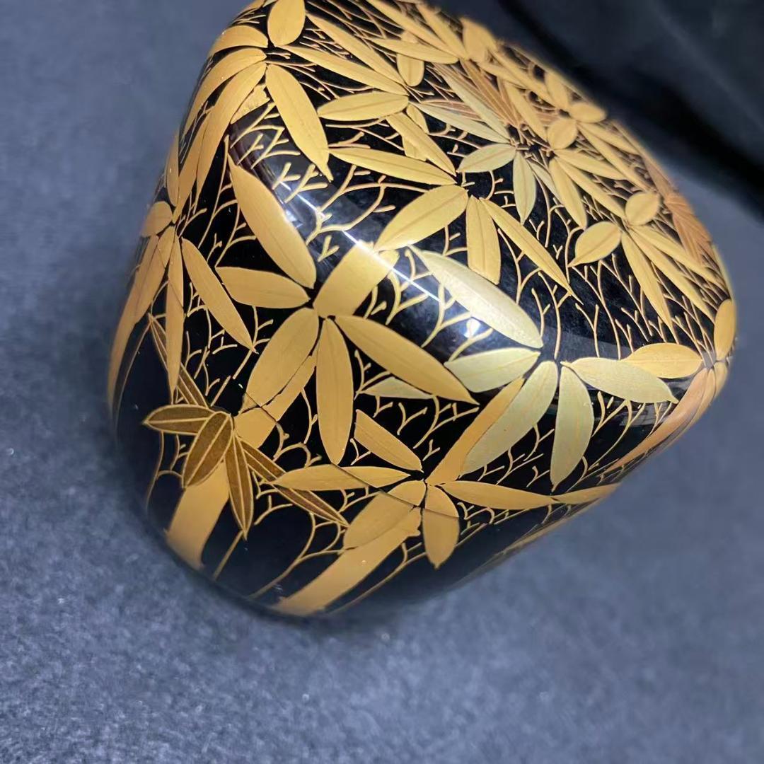 棗　竹林蒔絵　中棗　塗師　雲斉作　共箱　茶道具