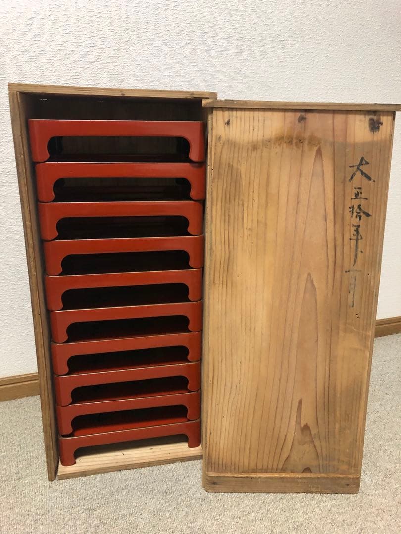 hono 　ミニお膳　アンティーク 10膳セット　　　　　木製収納箱付き