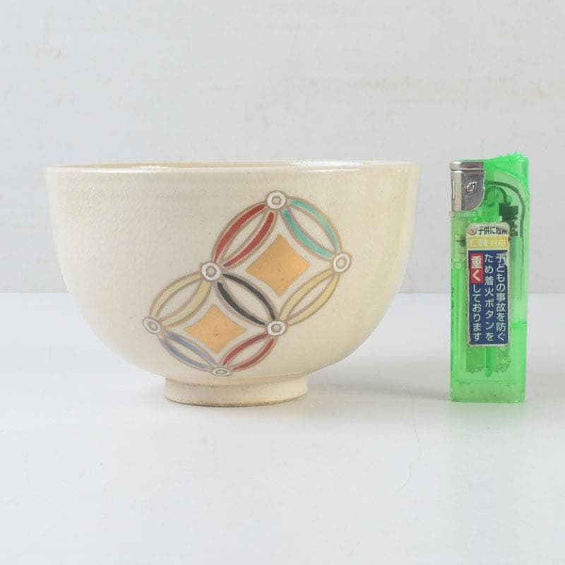 茶道具　京焼　森里陶楽造　色絵七宝文　数茶碗　十客　C　9998