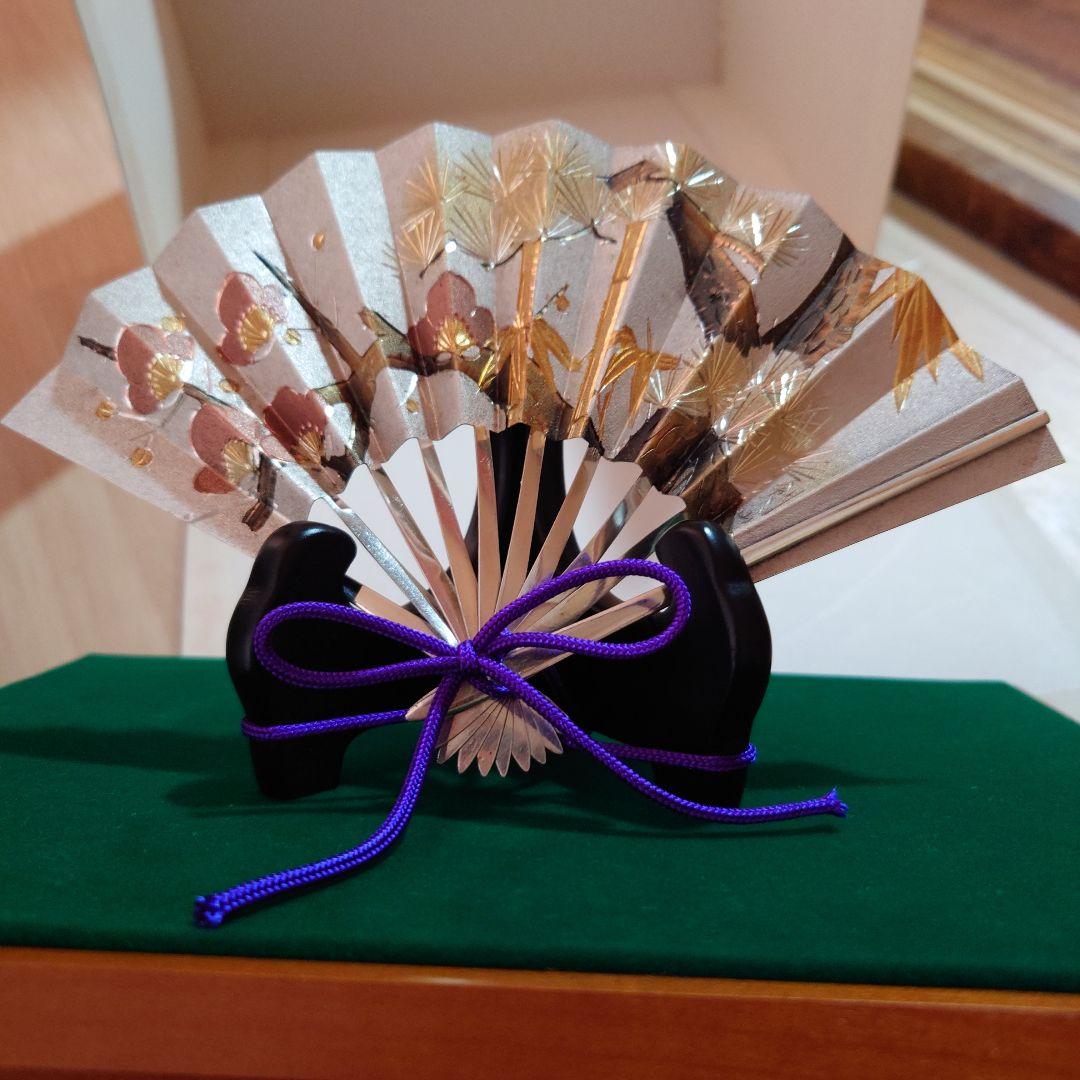 純銀製の扇子の置物 専用ケース付き