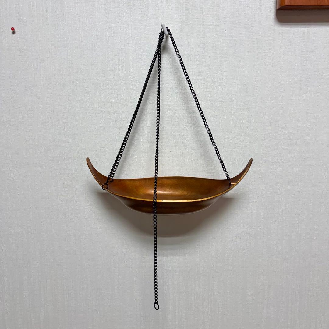 【茶道具】唐銅 吊舟花入　金谷浄雲造