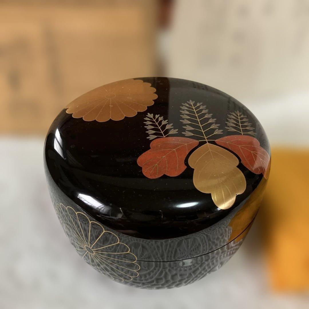 【美品】 棗 近左 菊桐蒔絵平棗 茶道具