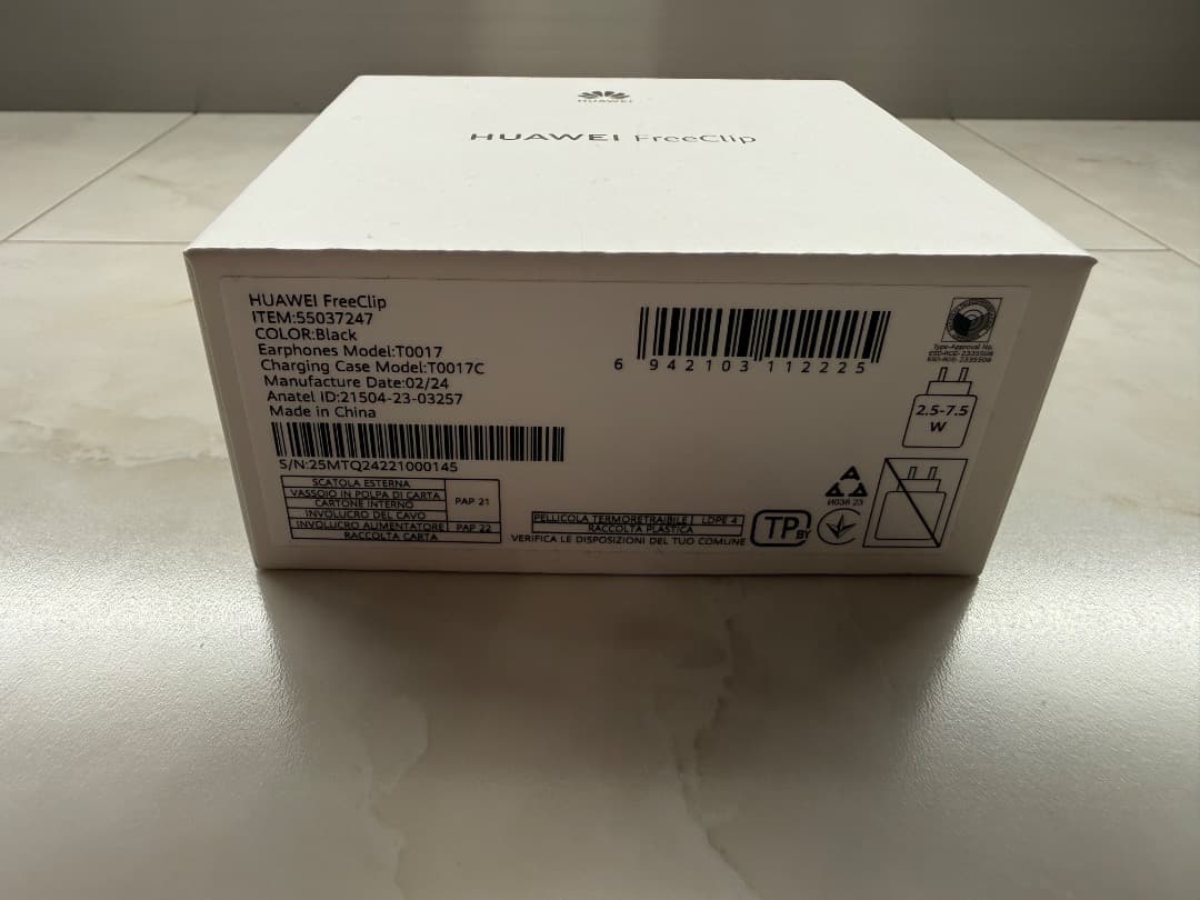 【美品】HUAWEI FreeClip T0017 ワイヤレスイヤホン ブラック