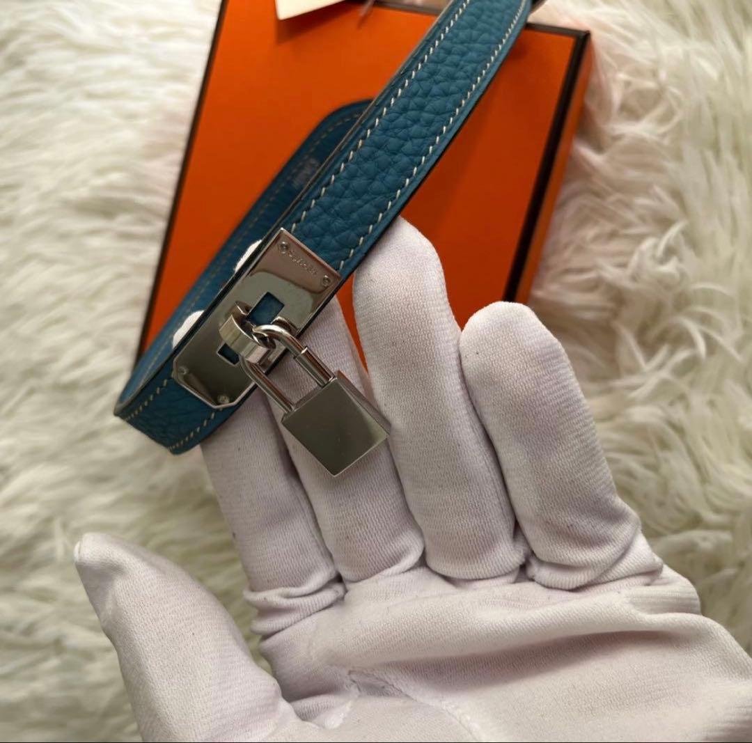 新品 HERMES エルメス ケリー 首輪 犬用 ペット用品 ブルー 箱タグ付