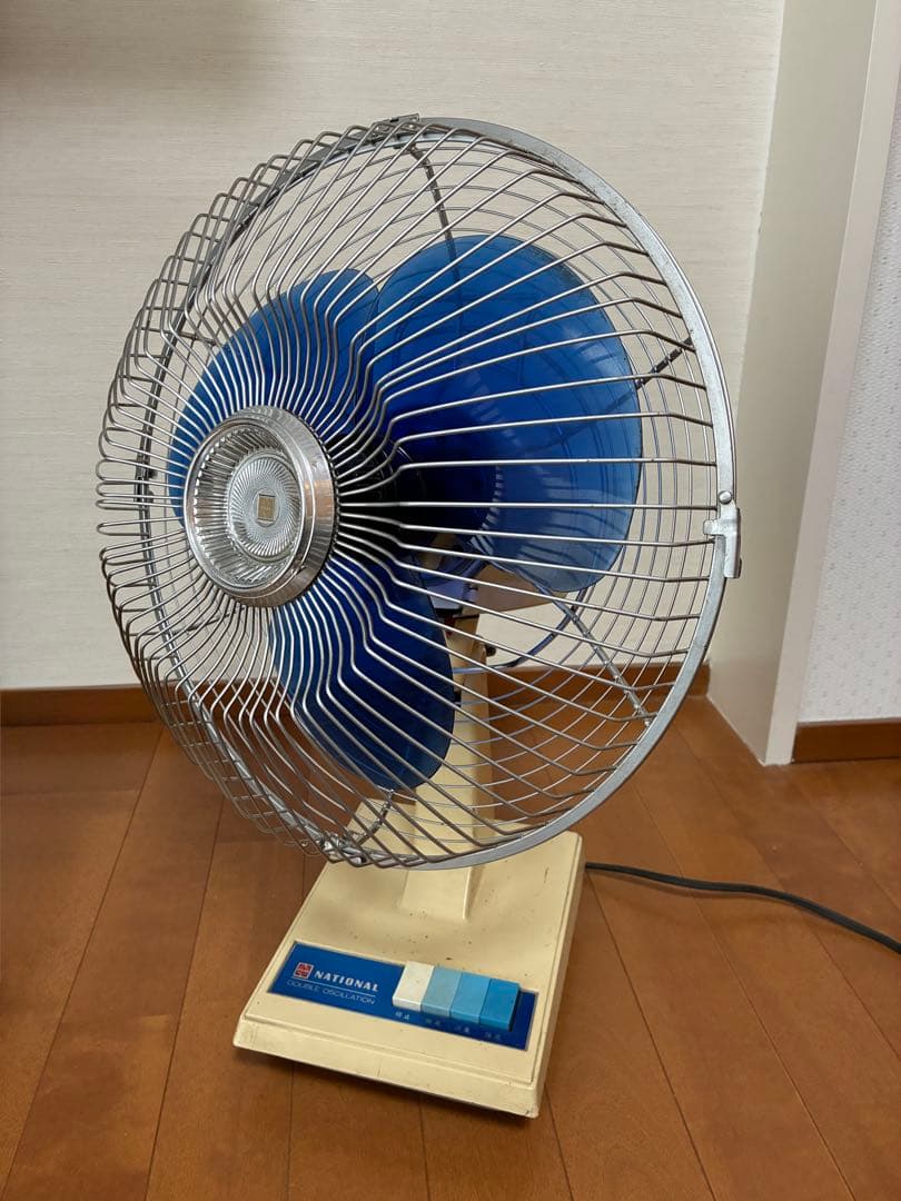 昭和レトロ National 扇風機 青羽根 ダブル首振り 動作品