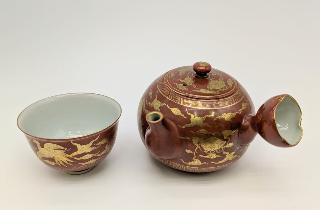 【希少・共箱付】香蘭社 茶器揃 2セット 金彩 赤絵 美品