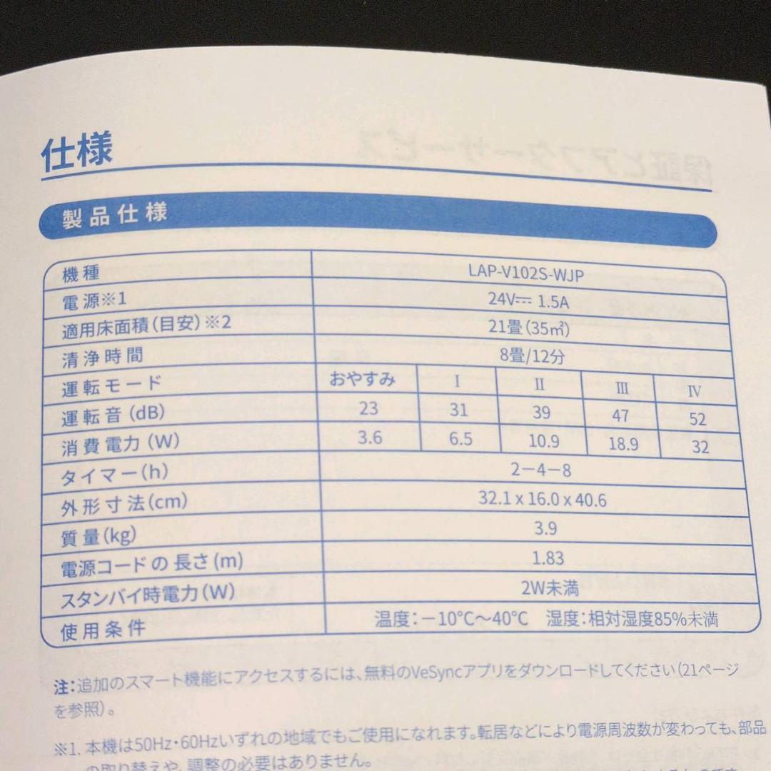 ☆levoit 空気清浄機 LAP-V102S-WJP フィルター欠品