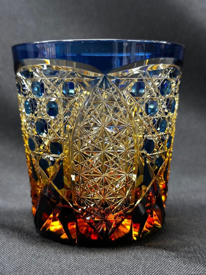 【美品】切子　菊繋ぎ　籠目　切子グラス　ロックグラス　グラス