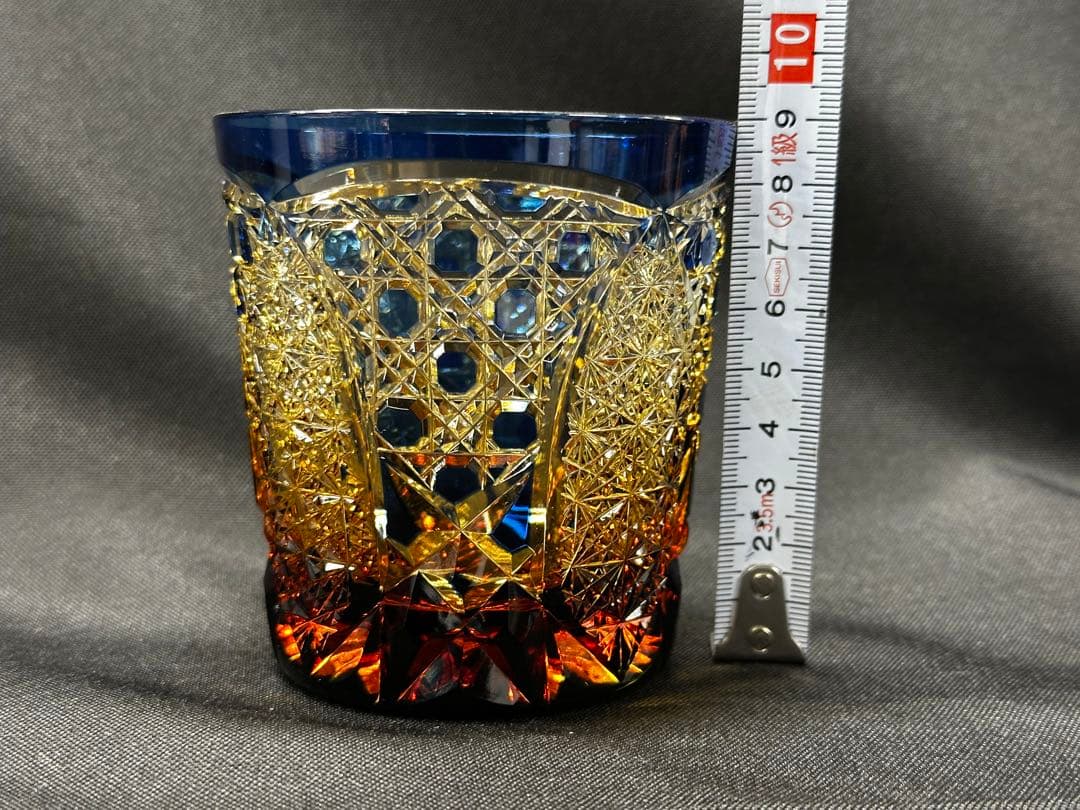 【美品】切子　菊繋ぎ　籠目　切子グラス　ロックグラス　グラス