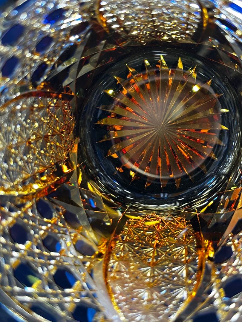 【美品】切子　菊繋ぎ　籠目　切子グラス　ロックグラス　グラス