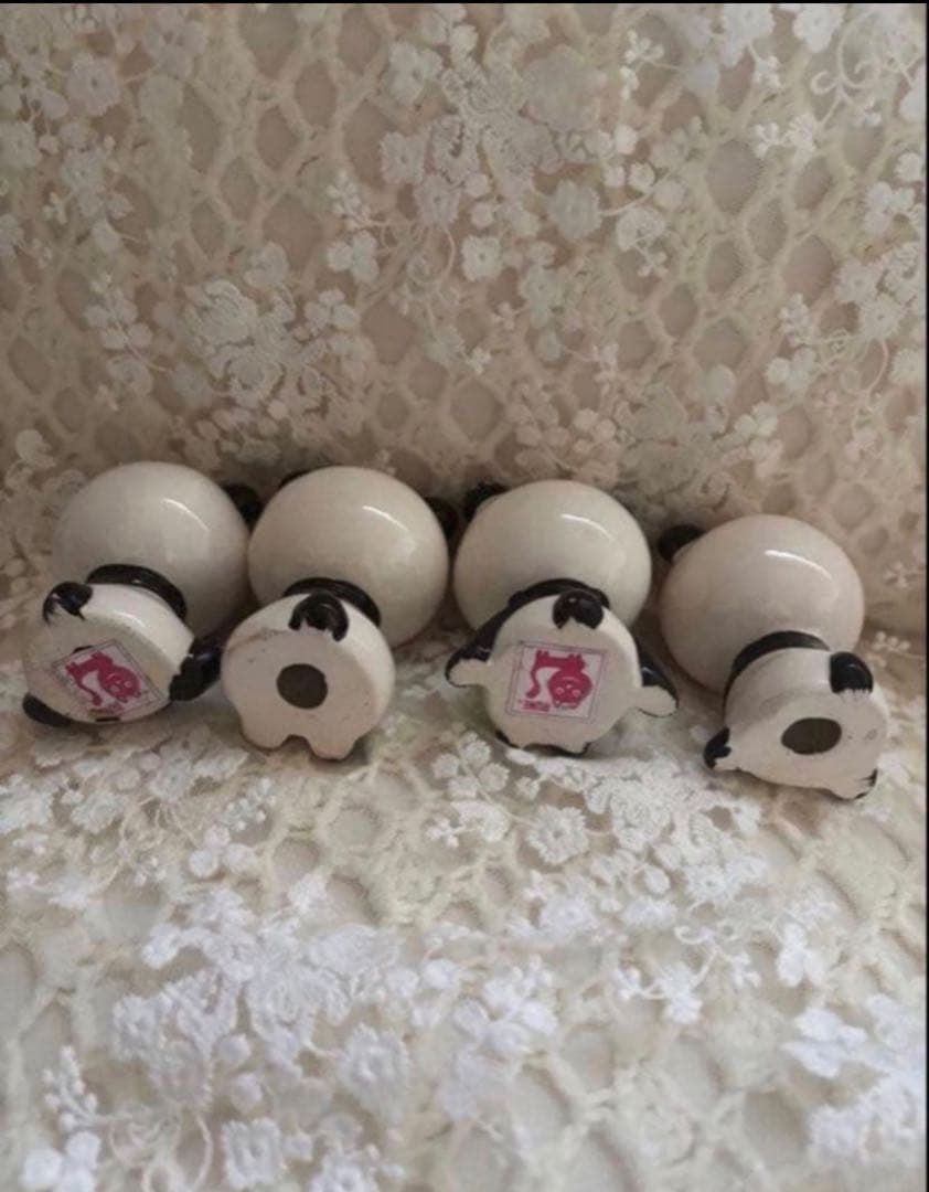 内藤ルネパンダ4個セット　RUNEパンダ　昭和レトロ　陶器　当時物　ヴィンテージ