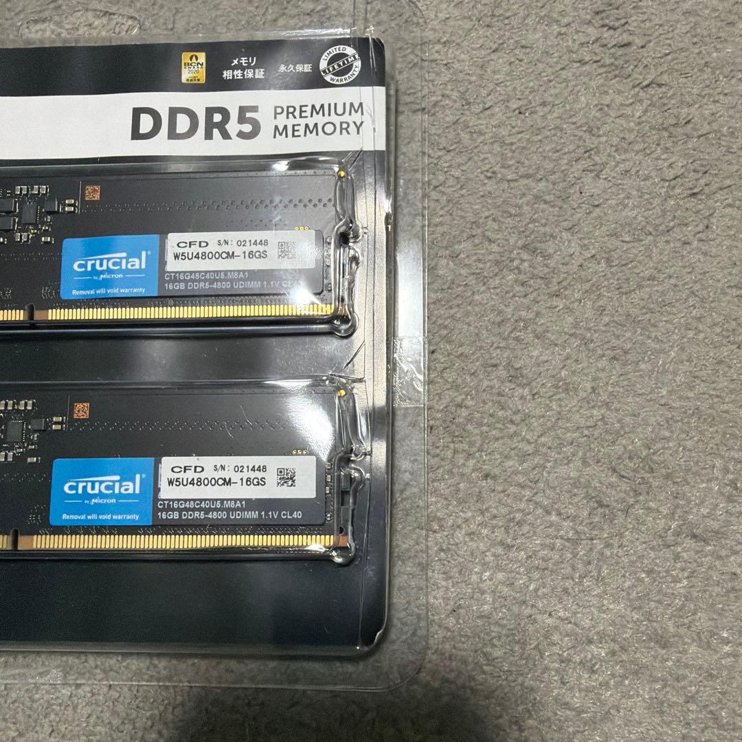 crucial DDR5 16GB W5U4800CM-16GS 2枚