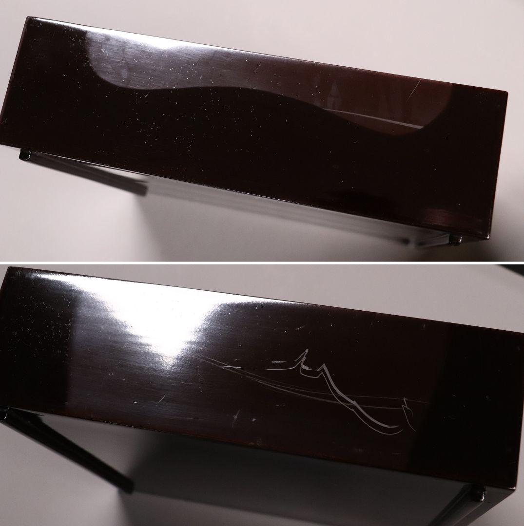 天然木 黒無地 五段重 蓋二枚 内朱塗 重箱 木箱入り 木製漆器 漆芸 MA23