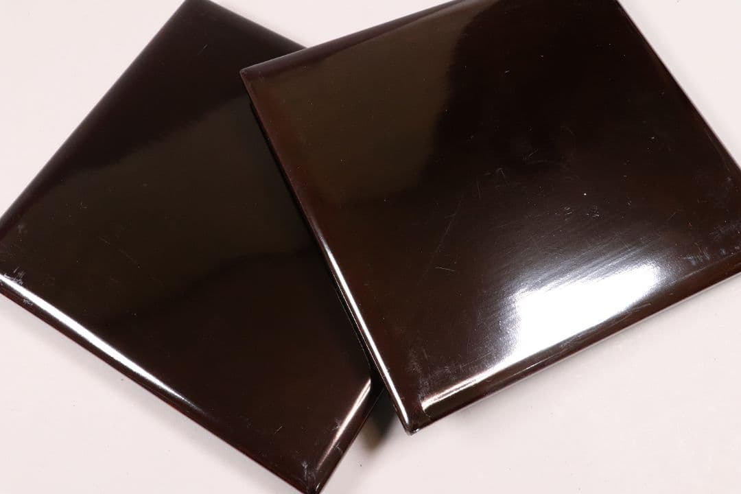 天然木 黒無地 五段重 蓋二枚 内朱塗 重箱 木箱入り 木製漆器 漆芸 MA23