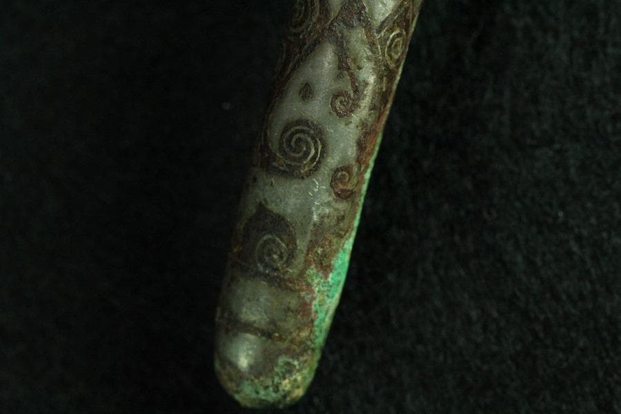 中国美術 青銅 銀象嵌 帯駒 古美術(K-BB491)