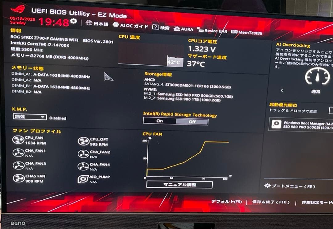 美品動作済み ROG STRIX Z790マザーボード