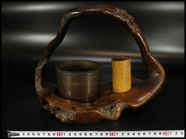 自然木 葡萄木 手付 煙草盆 時代物(K-XA808)