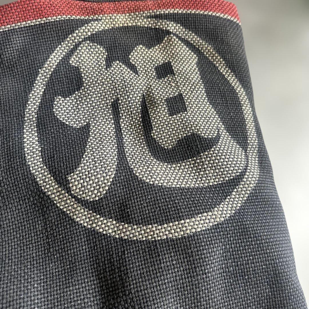 超希少品❣️刺し子　長半纏コート消防　枷染め 伝統的な日本の作業着 黒赤ストライプ