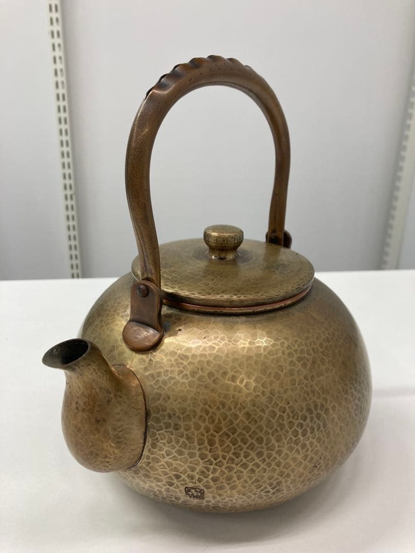 北越堂 銅製 薬缶 鎚起銅器 鎚目 茶道具