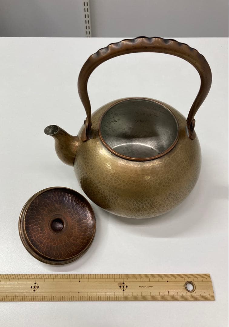 北越堂 銅製 薬缶 鎚起銅器 鎚目 茶道具